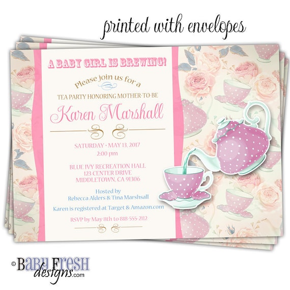 Tea Pot Baby Shower Tea Party Invitation Baby Shower Tea Cup Etsy