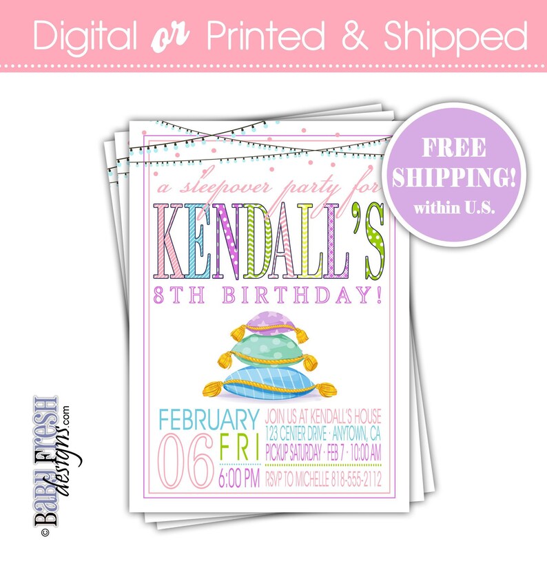 Slumber Party Invitation Sleepover Birthday Party Invite Etsy