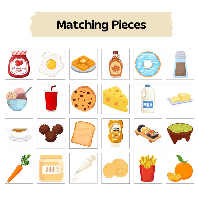 Food Pairing Cards: Matching Game Activity (digital Download) - Etsy