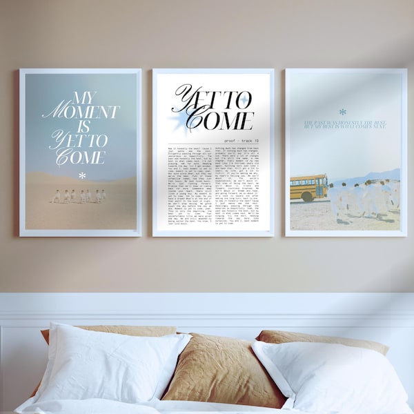 Stampa artistica da parete con testo della canzone "Yet To Come" dei BTS / Poster con citazione di una canzone K-pop, download digitale di Proof Era, arredamento minimalista e accogliente per la stanza