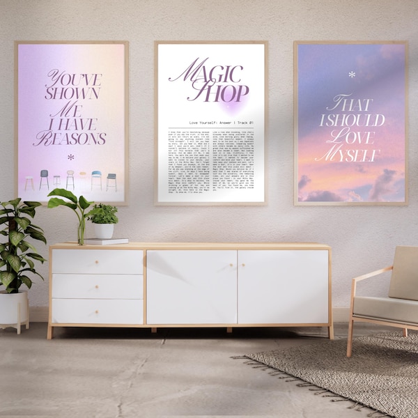 Stampa con testo del BTS Magic Shop / Arte murale con testo K-pop, poster stampabile dei BTS, arredamento per la stanza ARMY, regalo minimalista per i fan del K-pop