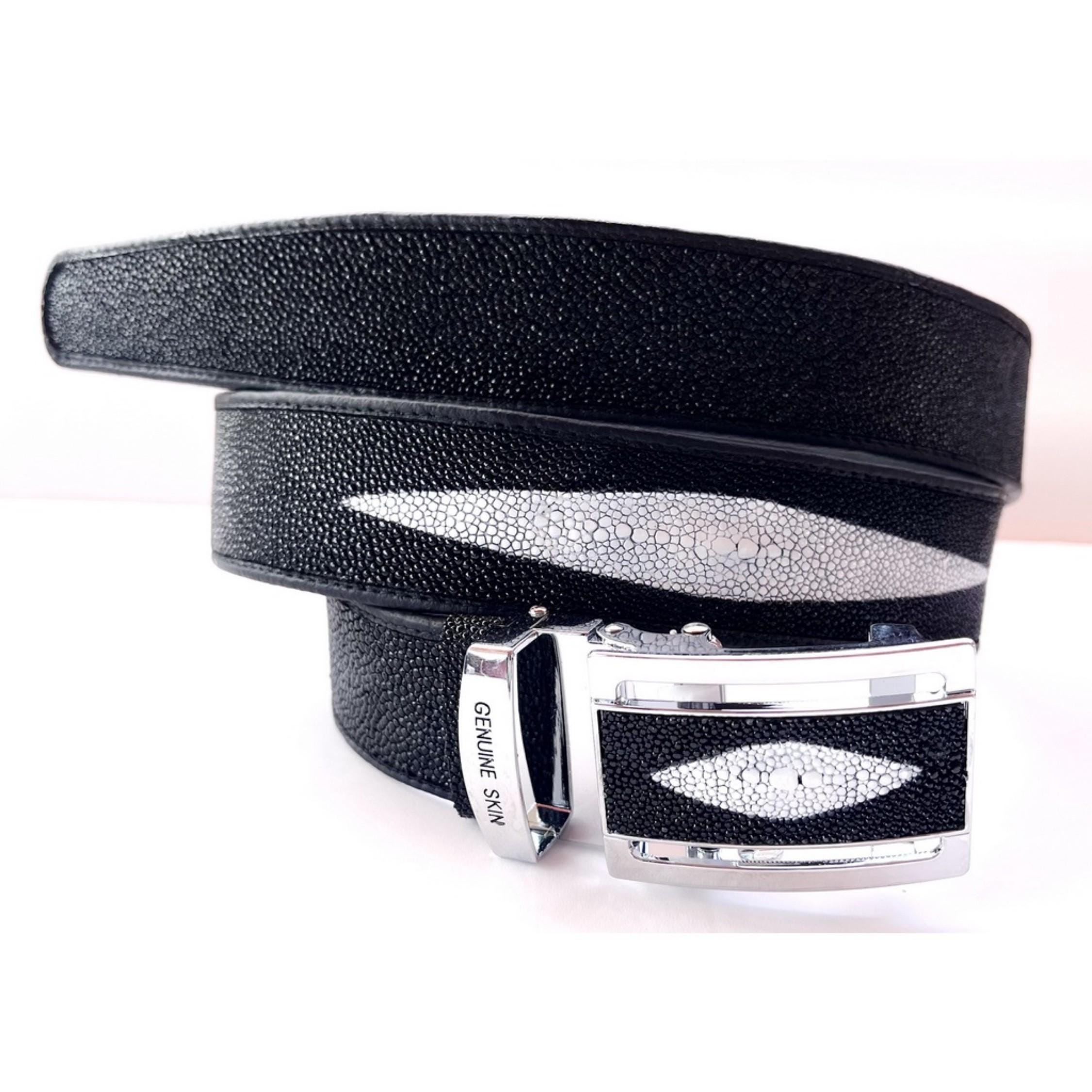 Authentic Stingray Belt Buckle Stingray Belt: Navy Single Crown – Jacob Hill Leather main image 3