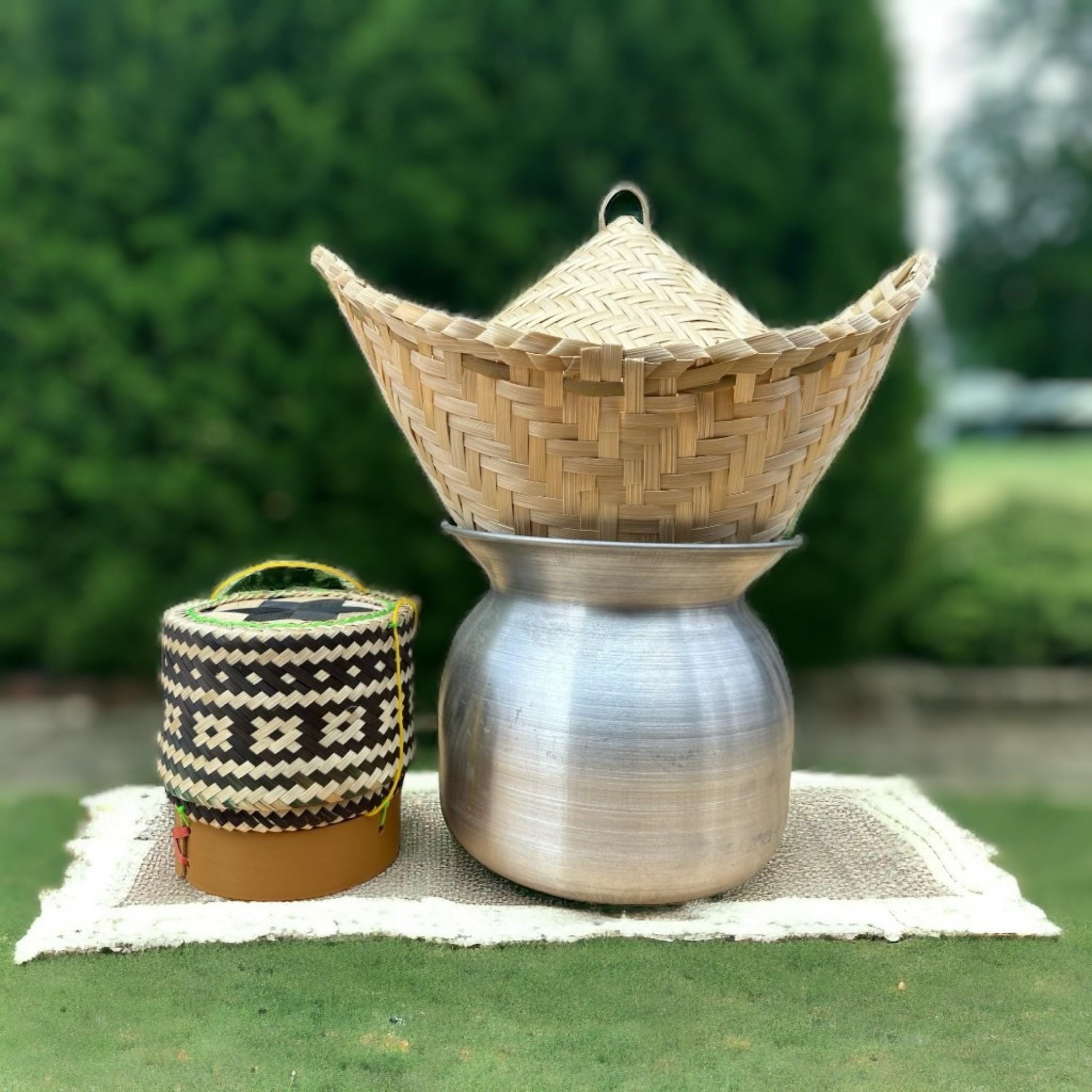 Panier En Bambou Pour Cuisson Riz Gluant à La Vapeur | Compatible Cuiseur à Riz, Cuisson Lente - Kit Traditionnel