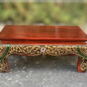 Thai Traditional Wooden Buddha Altar Table with Decorative Mosaic Available in 3 Sizes