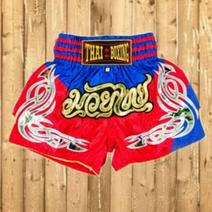 New Handmade Thai Boxing Shorts – Thai Pattern, Durable and Flexible for Training and Competition, 5 Colors Available