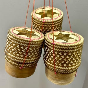 Recipiente para arroz glutinoso Kratip, artesanía tradicional tailandesa Isan, 15 cm de diámetro, 3 opciones disponibles