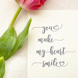 You Make My Heart Smile Card with Blue Handwriting image 3