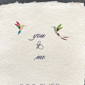 You & Me Forever Selfmade Paper Card, carte damour avec colibris image 1