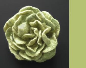 Light Green Felted Rose, Felt Flower, Rose Brooch, Flower Brooch, Felt Rose Brooch, Green Rose