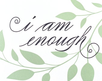 Soy suficiente, eres suficiente, tarjeta de autoestima, tarjeta de afirmación