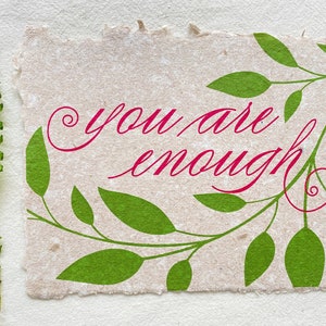 I am Enough/ You Are Enough Card from Handmade Paper You are- Light Brown