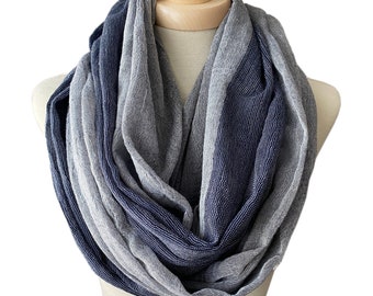 Cotton Loop Scarf in Dark Blue or Red and White, Airy Cotton Loop, Gift for Men & Women