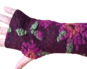 Bordeaux Arm Warmers, Fingerless Gloves,  Wrist Warmers, Wool Fingerless Mittens, Wool Fingerless Gloves, Gauntlets