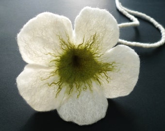 Felted White Flower for Home Decoration, for Easter Decoration, Easter Table