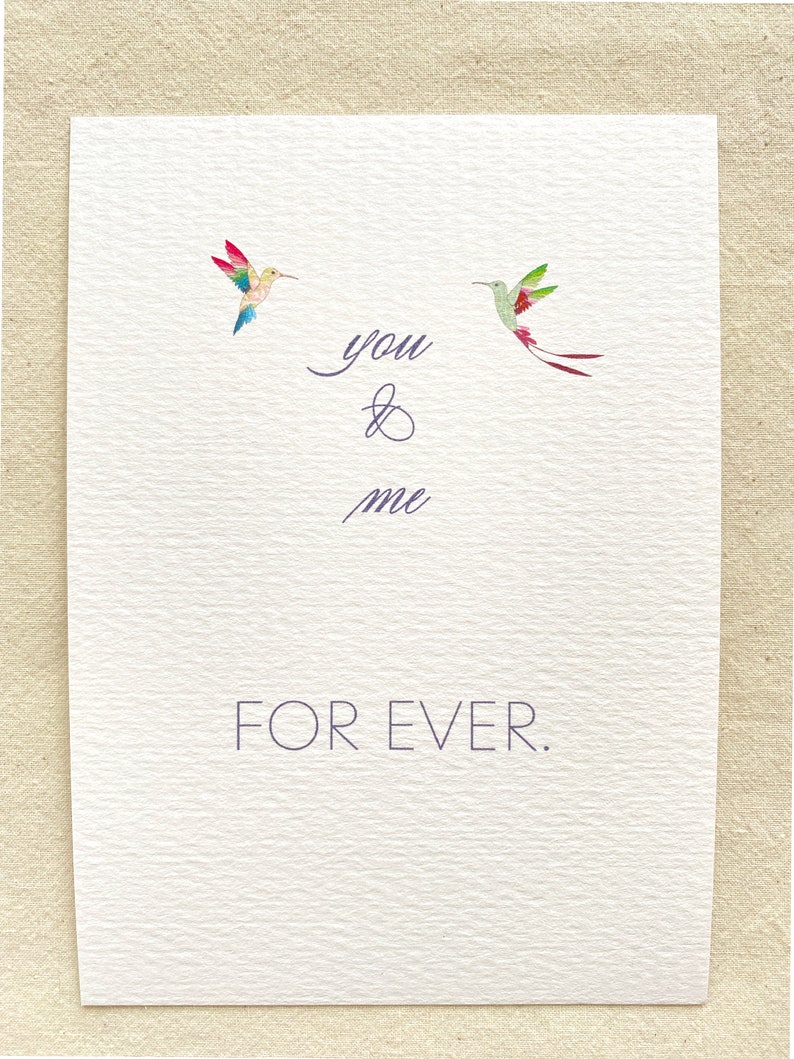 You & Me Forever Selfmade Paper Card, carte damour avec colibris Strukturpapier