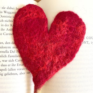 Felt Heart Bookmark, Hand Felted