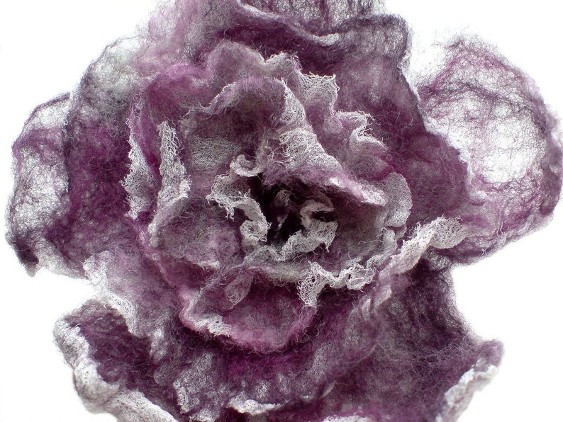 Purple Nuno Felt Rose, Lilac Felt Rose image 2