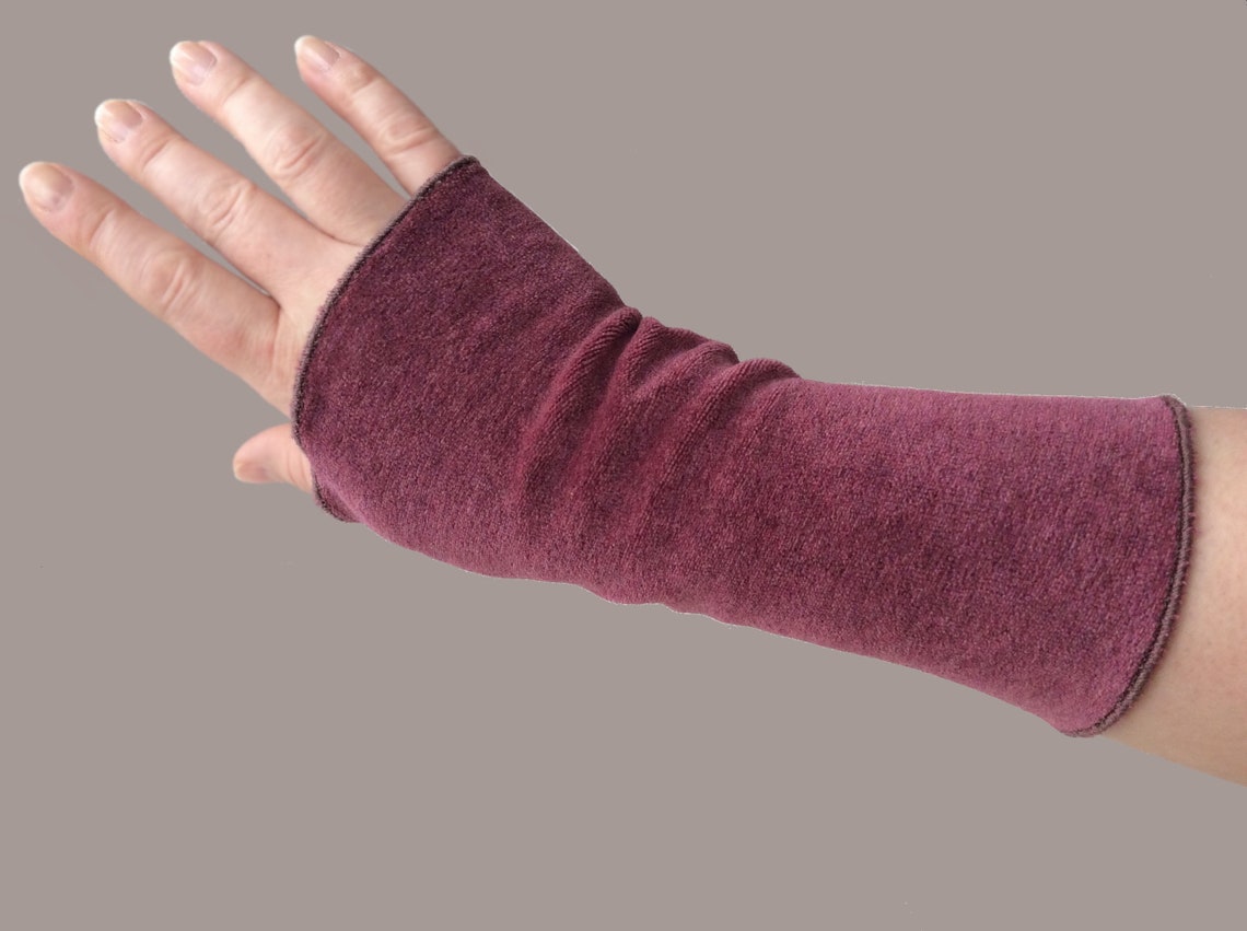 Eco Velour Arm Warmers in Warm Berry Shade Etsy
