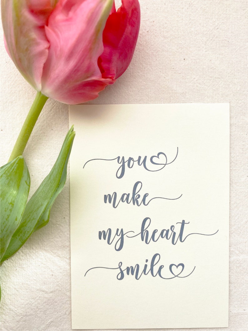 You Make My Heart Smile Card with Blue Handwriting image 1