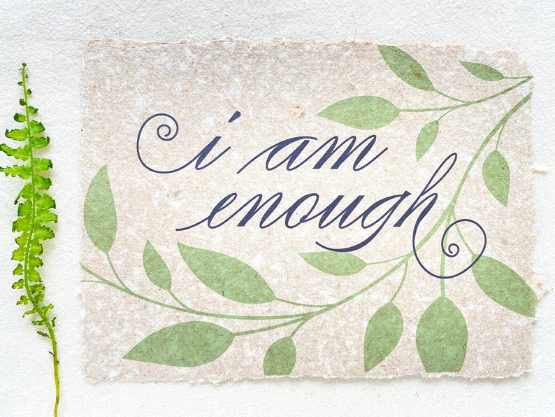 I am Enough/ You Are Enough Card, Self-Worth Card from Handmade Paper image 5