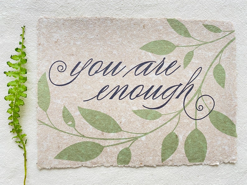 I am Enough/ You Are Enough Card, Self-Worth Card from Handmade Paper image 8
