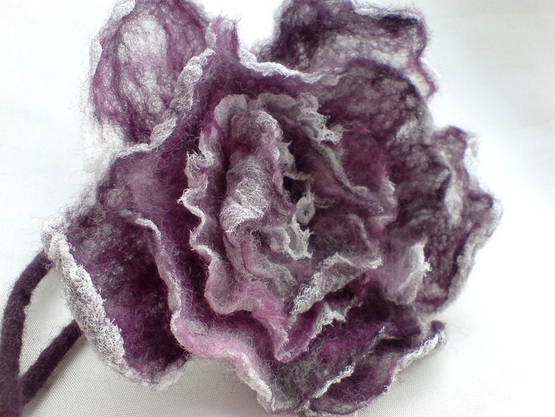 Purple Nuno Felt Rose, Lilac Felt Rose image 3