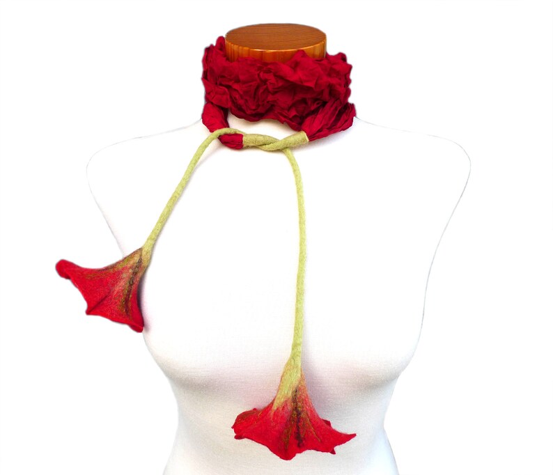 Red Scarf Silk Scarf with Flowers Silk Scarf Womens Scarf Etsy