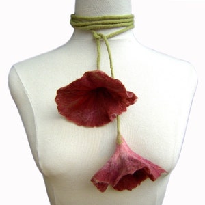 Felt Necklace, Felted Dusky Pink Flower Necklace