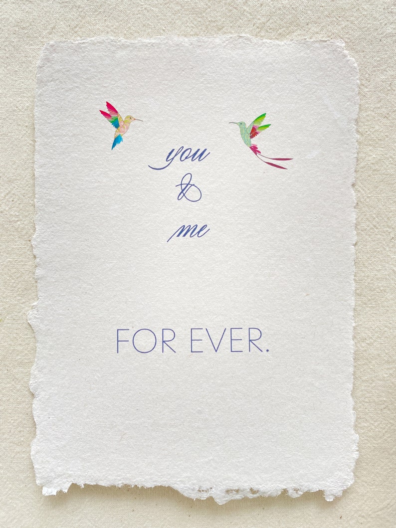 You & Me Forever Selfmade Paper Card, carte damour avec colibris Creme Weiß/ White