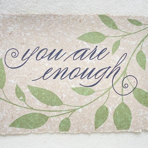 I am Enough/ You Are Enough Card, Self-Worth Card from Handmade Paper You are- Light Brown