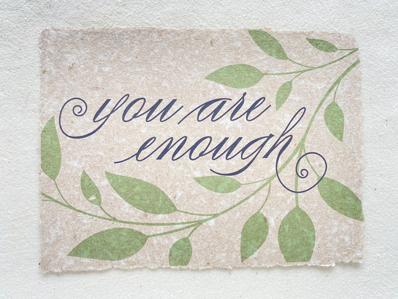 I am Enough/ You Are Enough Card, Self-Worth Card from Handmade Paper You are- Light Brown