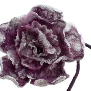 Purple Nuno Felt Rose, Lilac Felt Rose image 1