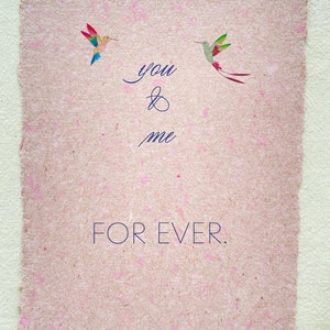 You & Me Forever Selfmade Paper Card, carte damour avec colibris Altrosa/ Dusky Pink