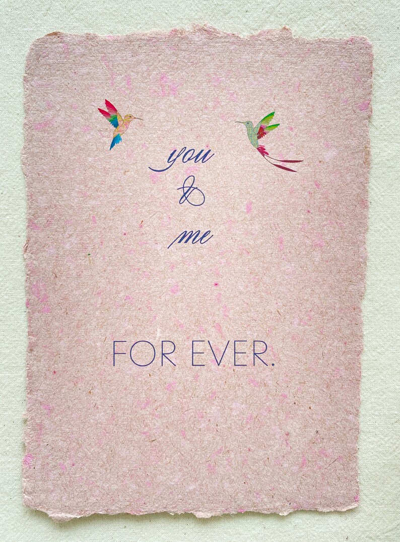 You & Me Forever Selfmade Paper Card, carte damour avec colibris Altrosa/ Dusky Pink