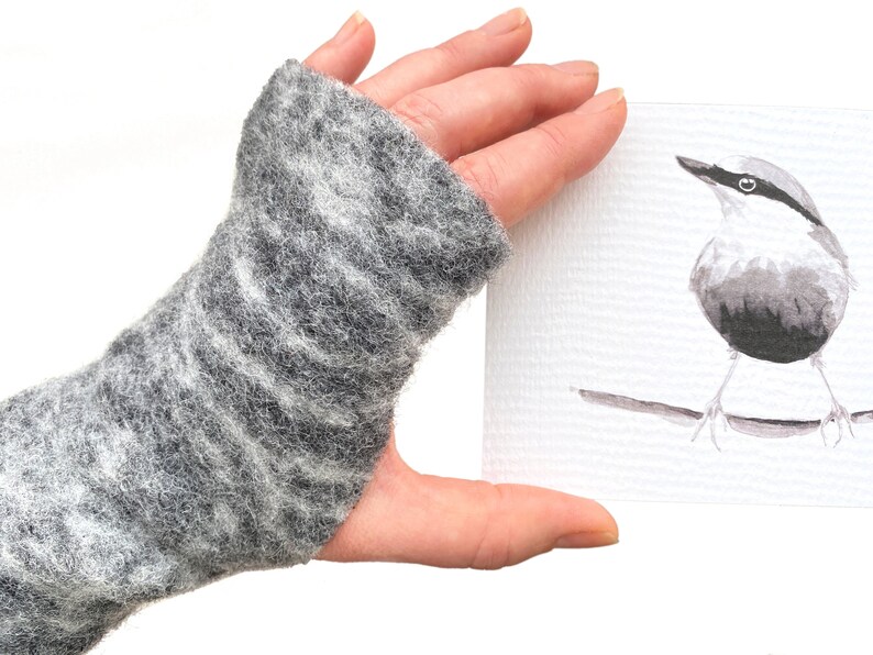 Chauffe-bras gris en laine biologique image 1