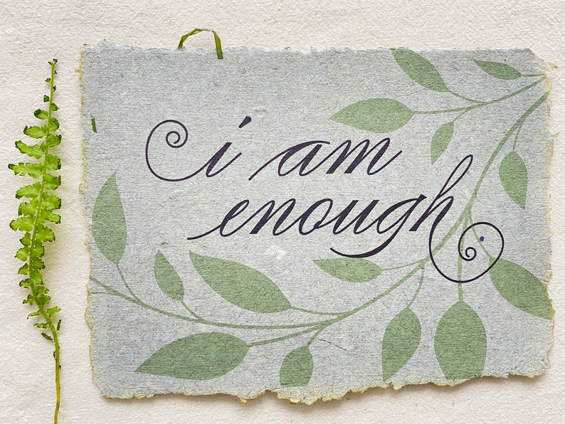 I am Enough/ You Are Enough Card, Self-Worth Card from Handmade Paper image 1