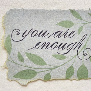 I am Enough/ You Are Enough Card, Self-Worth Card from Handmade Paper image 4