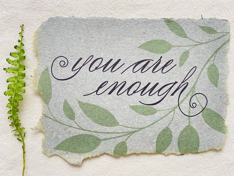 I am Enough/ You Are Enough Card, Self-Worth Card from Handmade Paper image 4