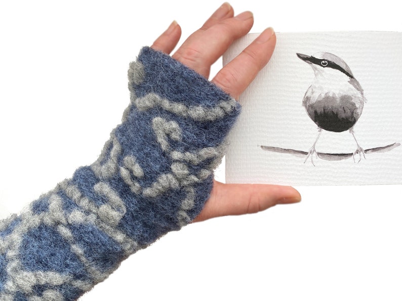 Chauffe-bras gris en laine biologique image 5