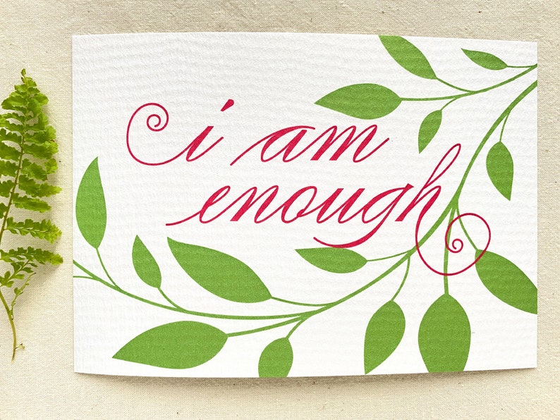 I am Enough/ You Are Enough Card from Handmade Paper I am- Strukturpapier