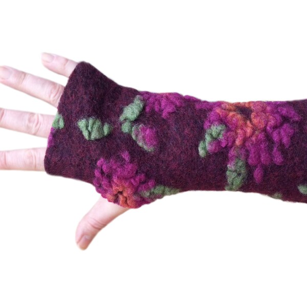 Bordeaux Arm Warmers, Fingerless Gloves,  Wrist Warmers, Wool Fingerless Mittens, Wool Fingerless Gloves, Gauntlets