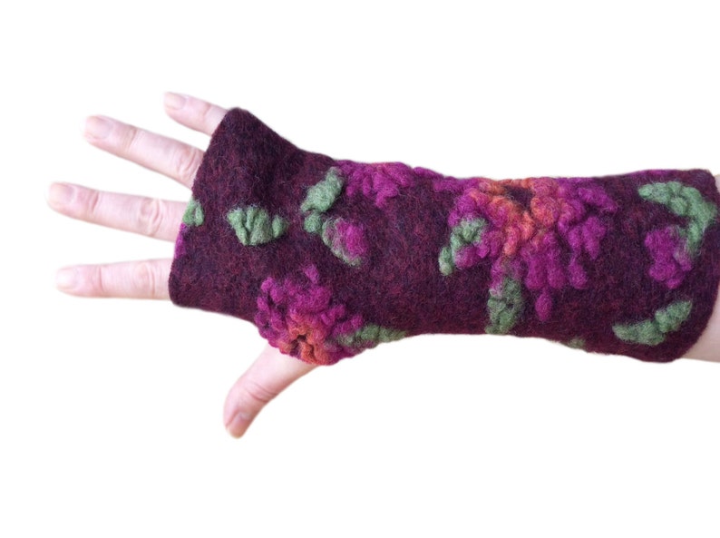 Bordeaux Arm Warmers, Fingerless Gloves, Wrist Warmers, Wool Fingerless Mittens, Wool Fingerless Gloves, Gauntlets image 1