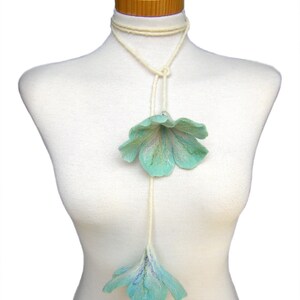 Mint Green Flowers Felt Necklace image 2