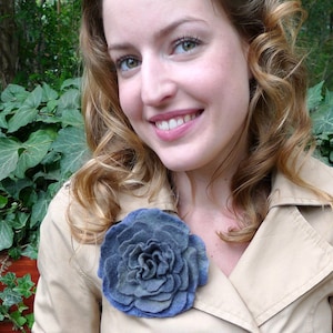 Felt Rose, Pigeon Blue Felted Rose Brooch
