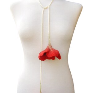 Collier coquelicot rouge, feutré à la main, cadeau pour elle image 7