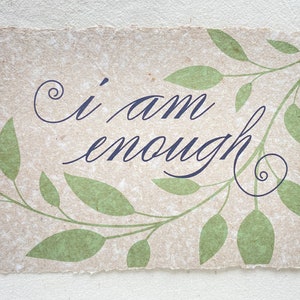 I am Enough/ You Are Enough Card, Self-Worth Card from Handmade Paper I am - Light Brown