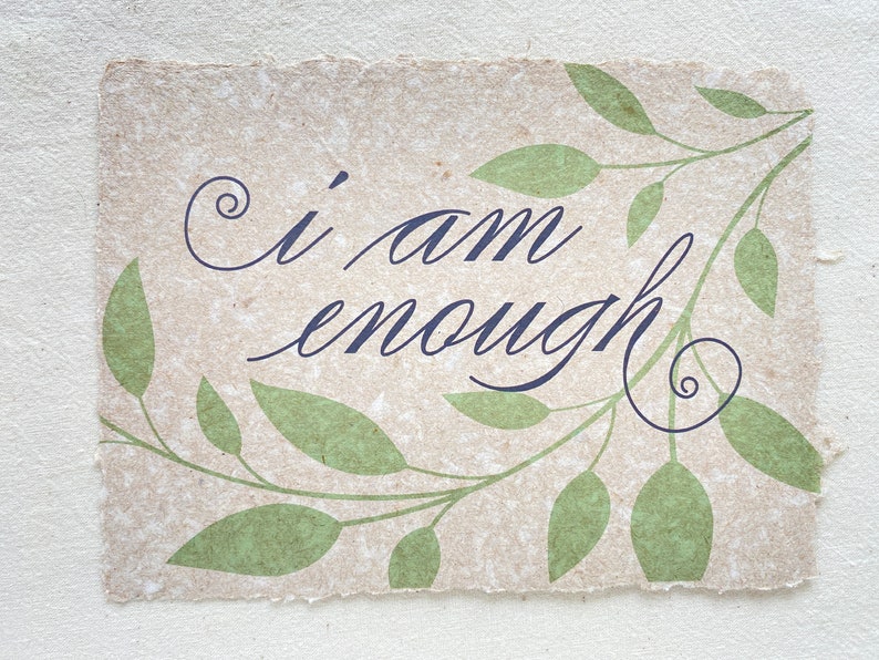 I am Enough/ You Are Enough Card, Self-Worth Card from Handmade Paper I am - Light Brown