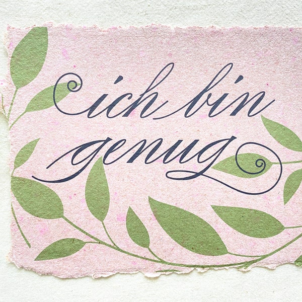 Ich bin genug/ I am Enough Karte, Selbstwertkarte aus handgeschöpftem Papier