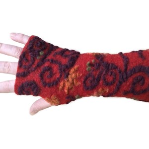 Bordeaux Arm Warmers, Fingerless Gloves, Wrist Warmers, Wool Fingerless Mittens, Wool Fingerless Gloves, Gauntlets image 3