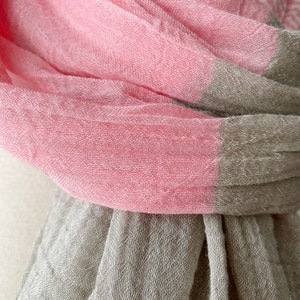 Loop in 3 Colours to Choose, Airy Striped Cotton Scarf in Grey-Pink, Orange or Blue image 8